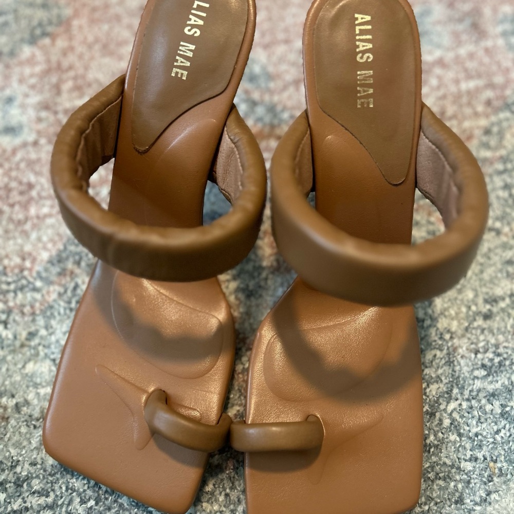 Alias Mae Brown Heeled Sandals with Minimalist Design